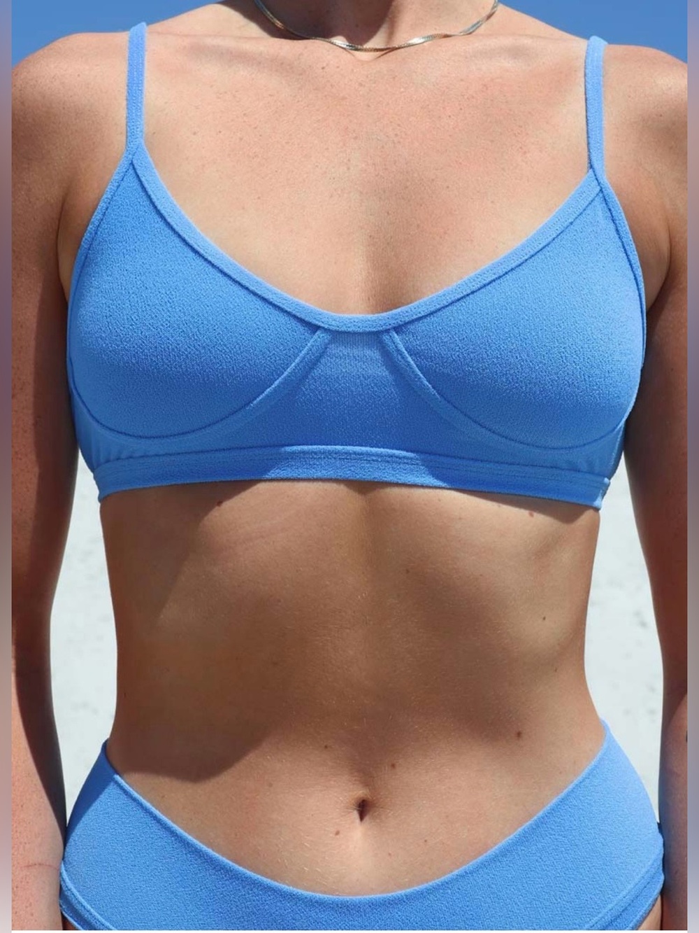 Gnash Light Blue teardrop crop and dip briefs Bikini Set